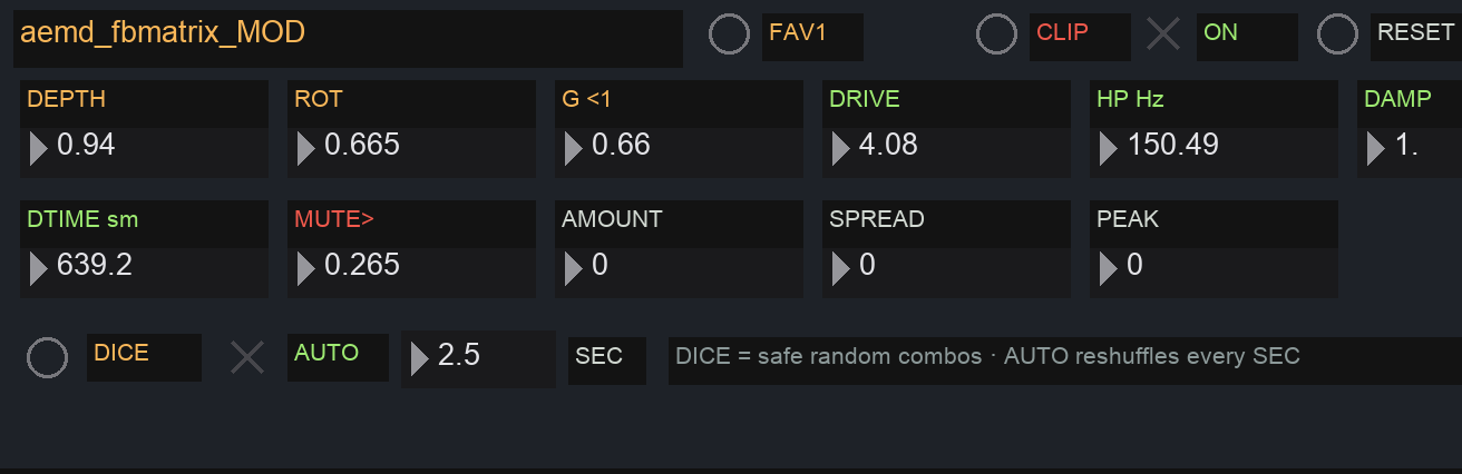 The feedback matrix panel