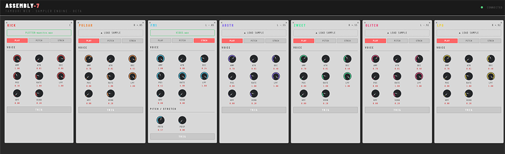 Tamburi Web — browser-based sampler GUI for ASSEMBLY-7