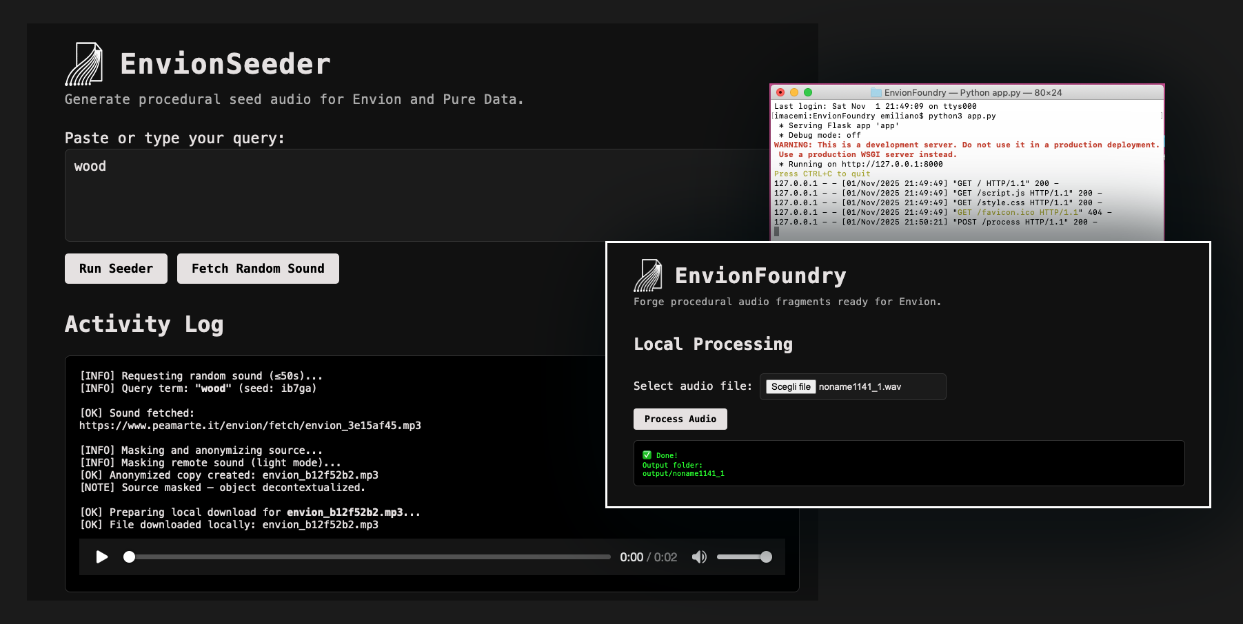 EnvionSeeder console