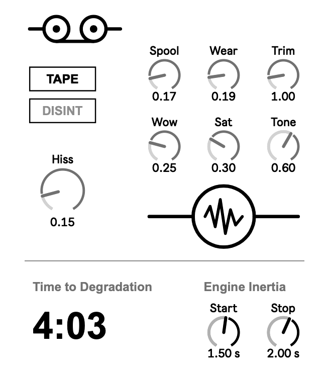 The Tape section of the panel